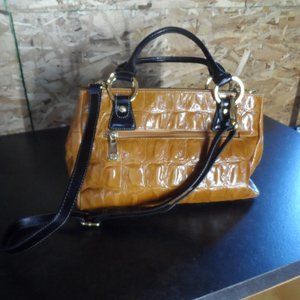 Giani Bernini Brown Crocodile Dome Satchel with Black Straps